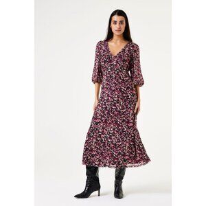 NWT GARCIA HOLLY Burgundy Print Dress
